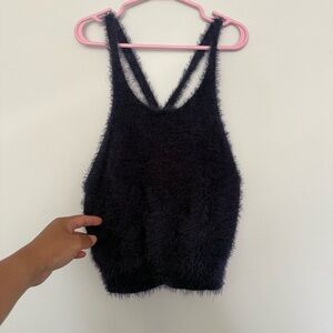 Aerie Soft Dark Blue Fuzzy Tank